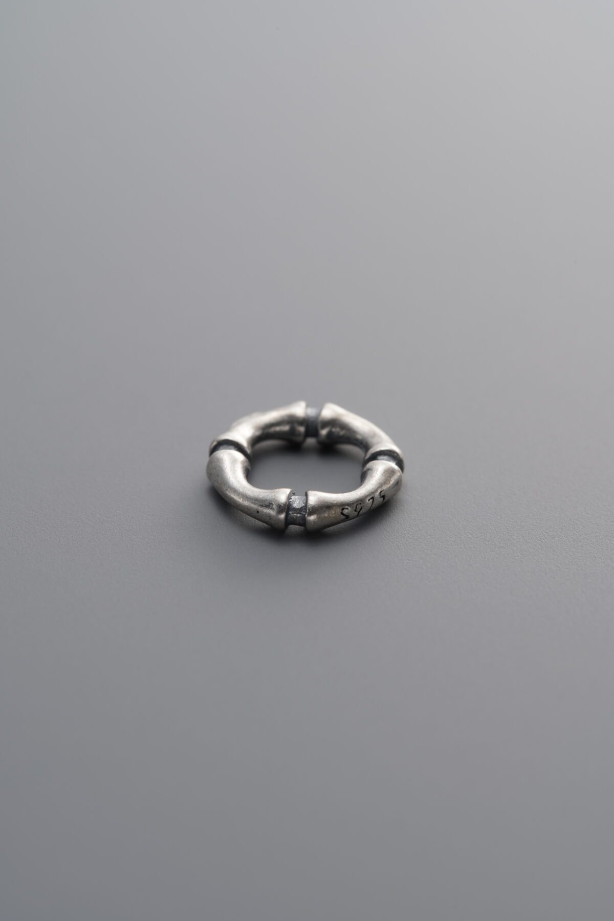 925 Sterling Silver-Antiqued-Bamboo Joint Slider Bail-8mm - Image 1