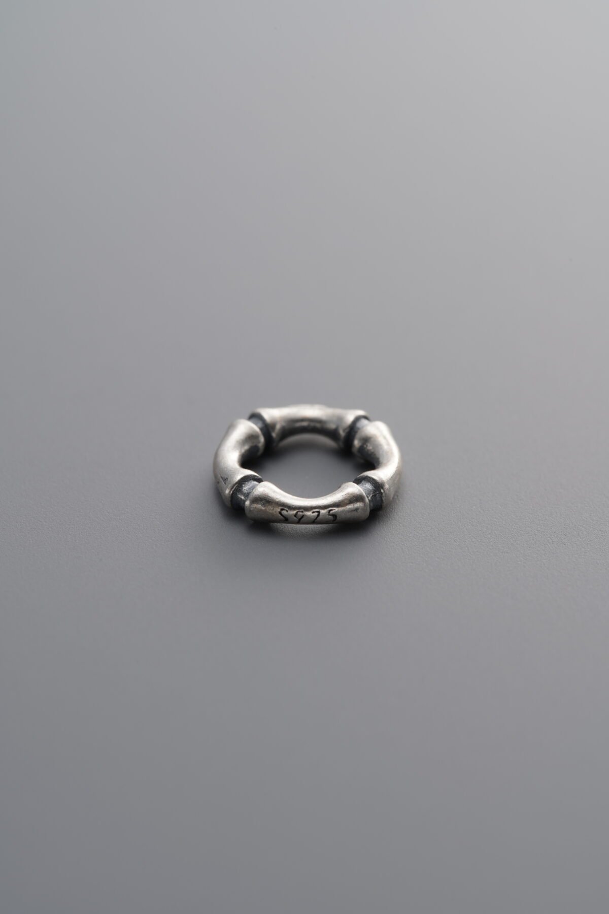 925 Sterling Silver-Antiqued-Bamboo Joint Slider Bail-8mm - Image 3