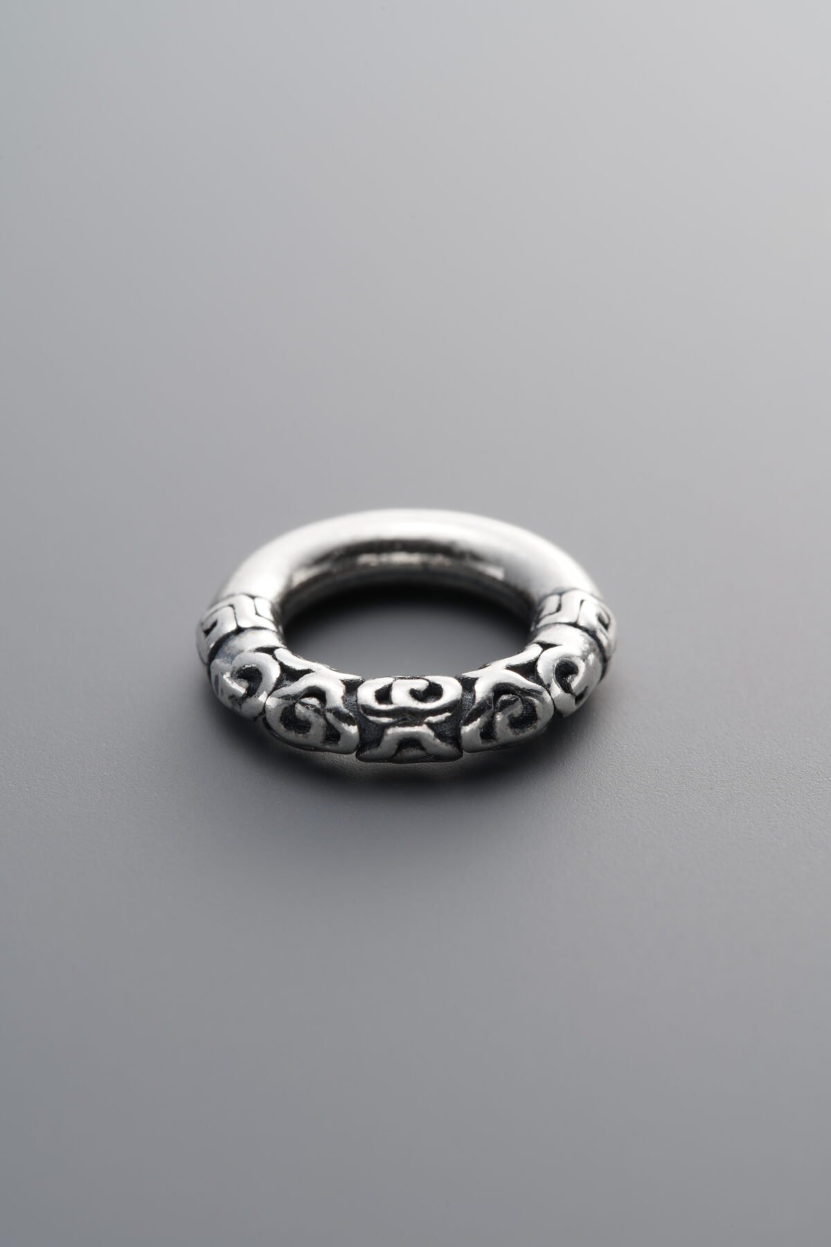 925 Sterling Silver-Antiqued-Auspicious Cloud Fret Pattern Slider Bail-13mm - Image 3