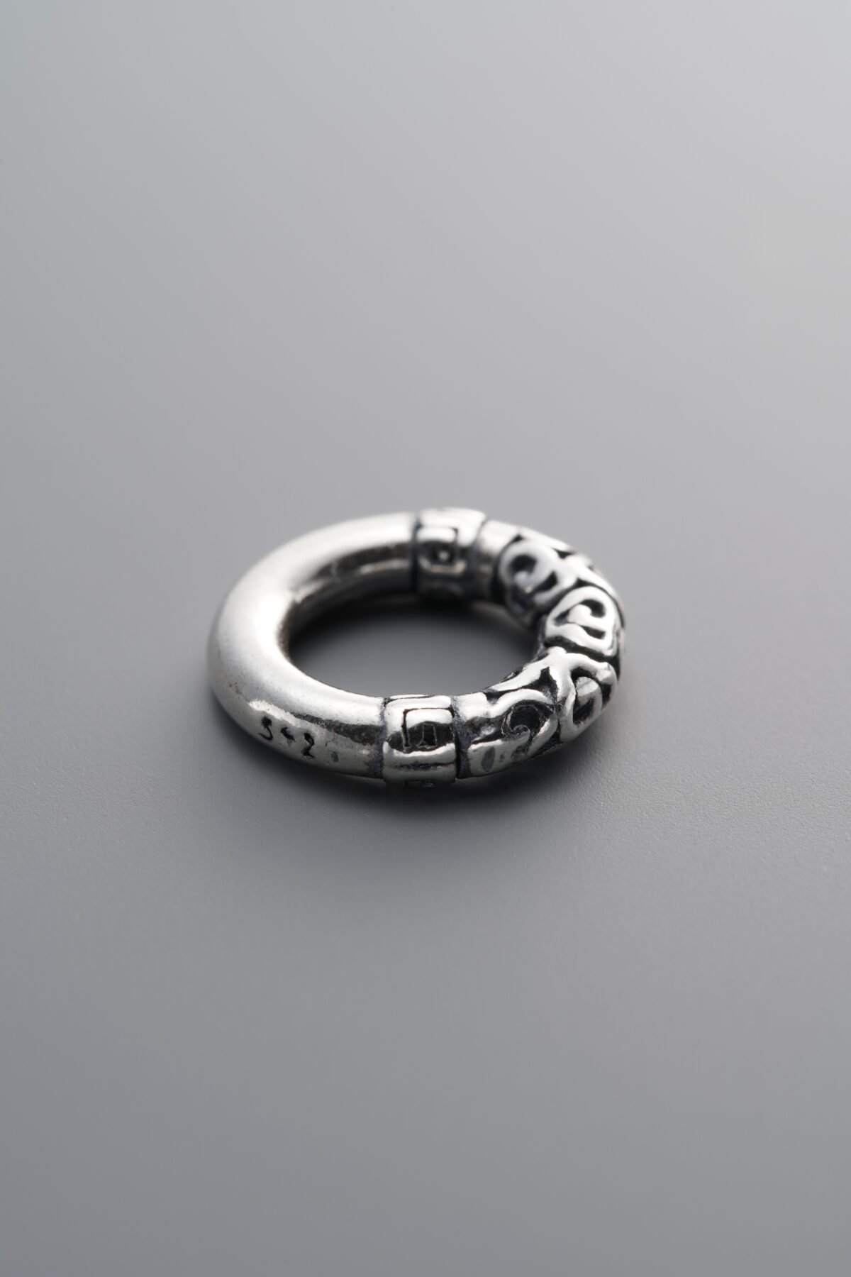 925 Sterling Silver-Antiqued-Auspicious Cloud Fret Pattern Slider Bail-13mm - Image 2