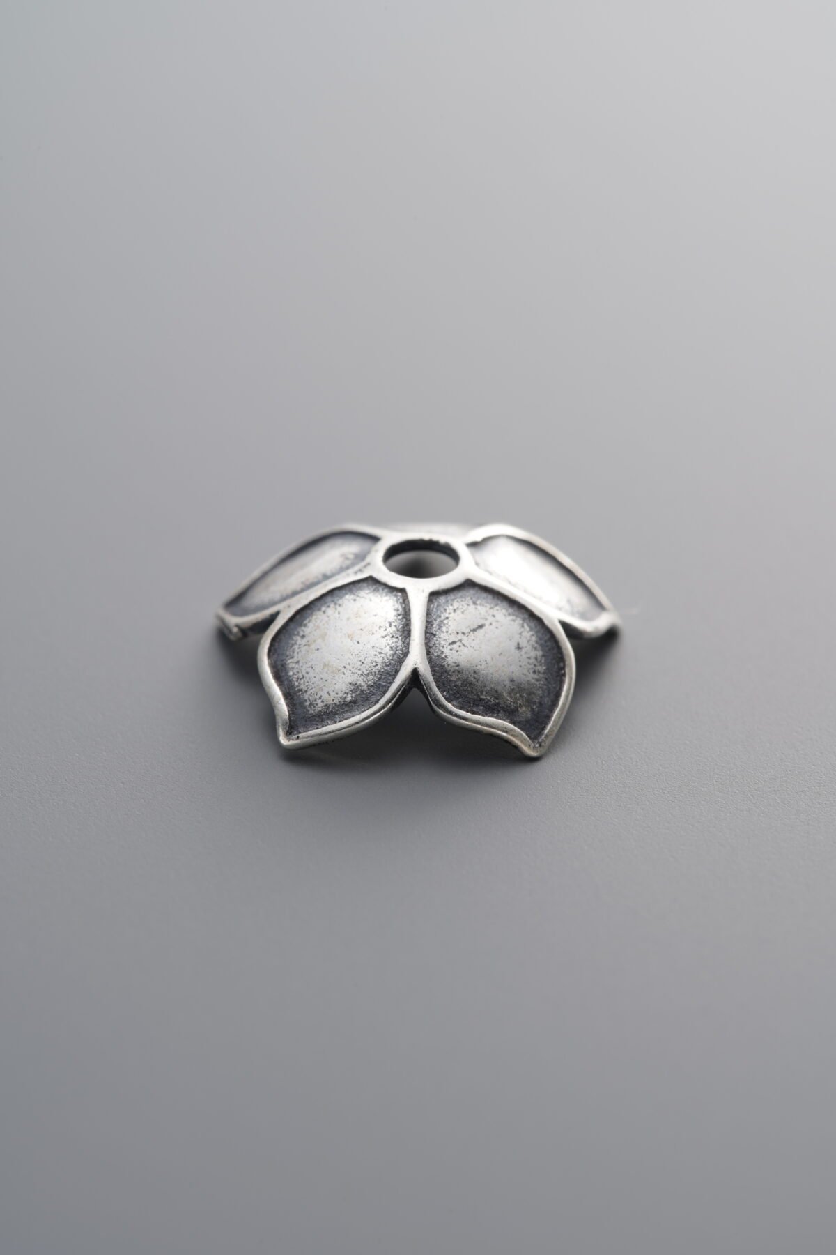 925 Sterling Silver-Antiqued-Flower Bead Cap-13mm - Image 1