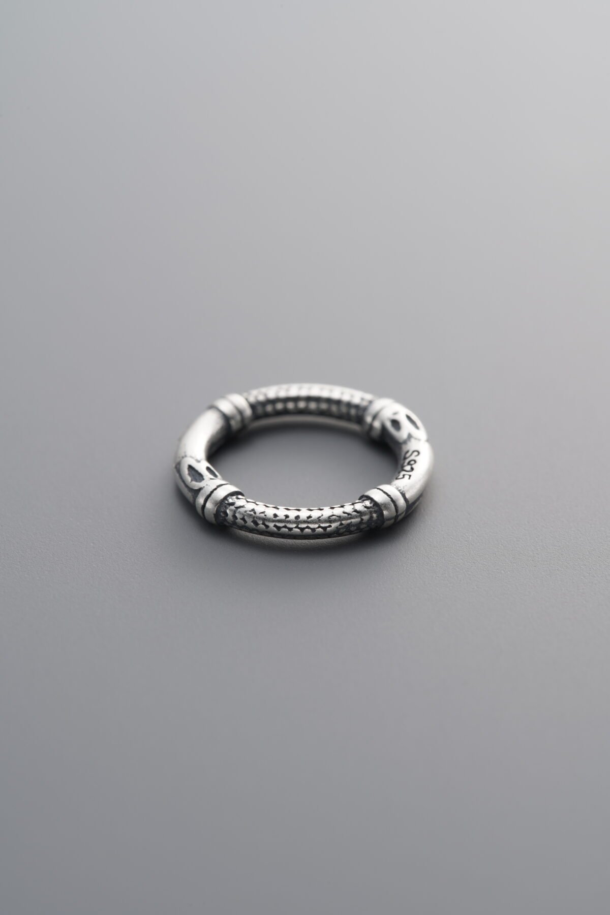 925 Sterling Silver-Antiqued-Bamboo Joint Slider Bail-12mm - Image 1