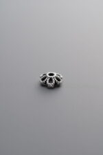 925 Sterling Silver-Antiqued-Flower Bead Cap-6mm - Image 3
