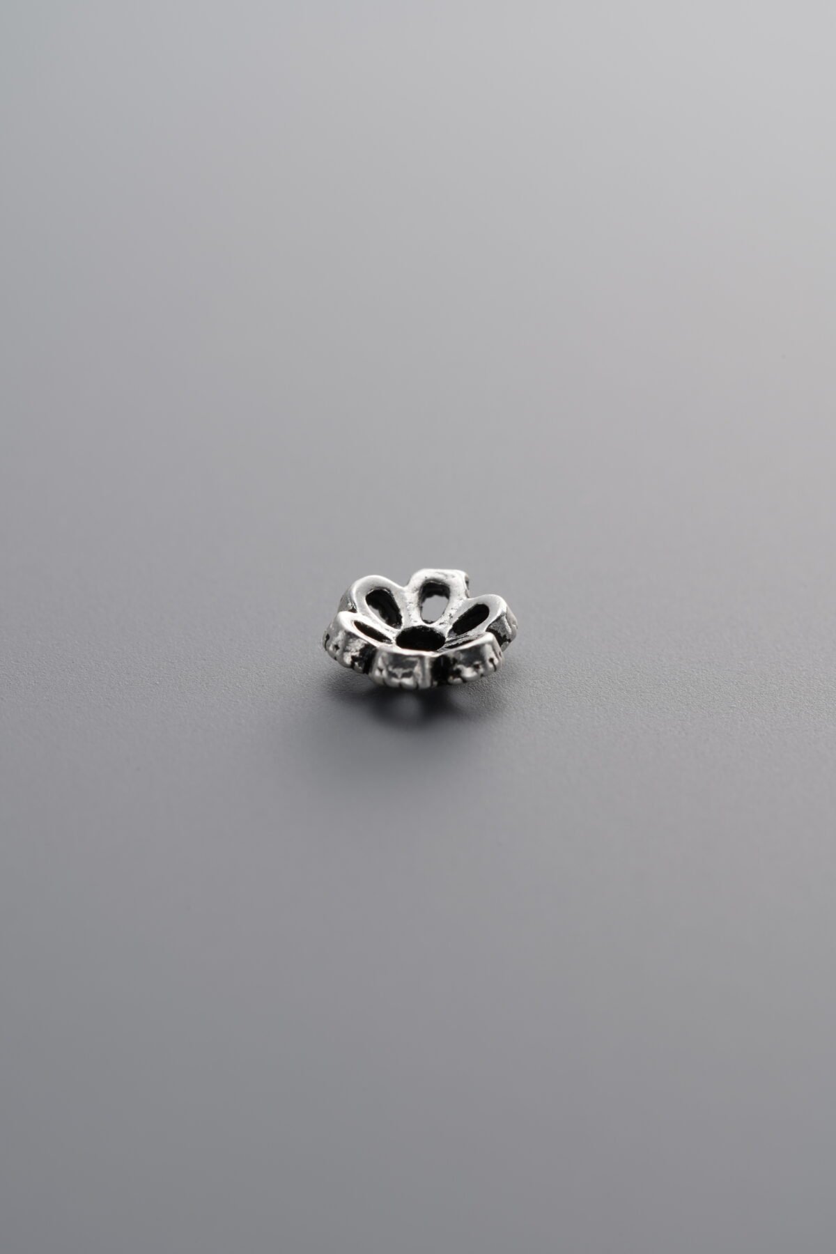 925 Sterling Silver-Antiqued-Flower Bead Cap-6mm - Image 2