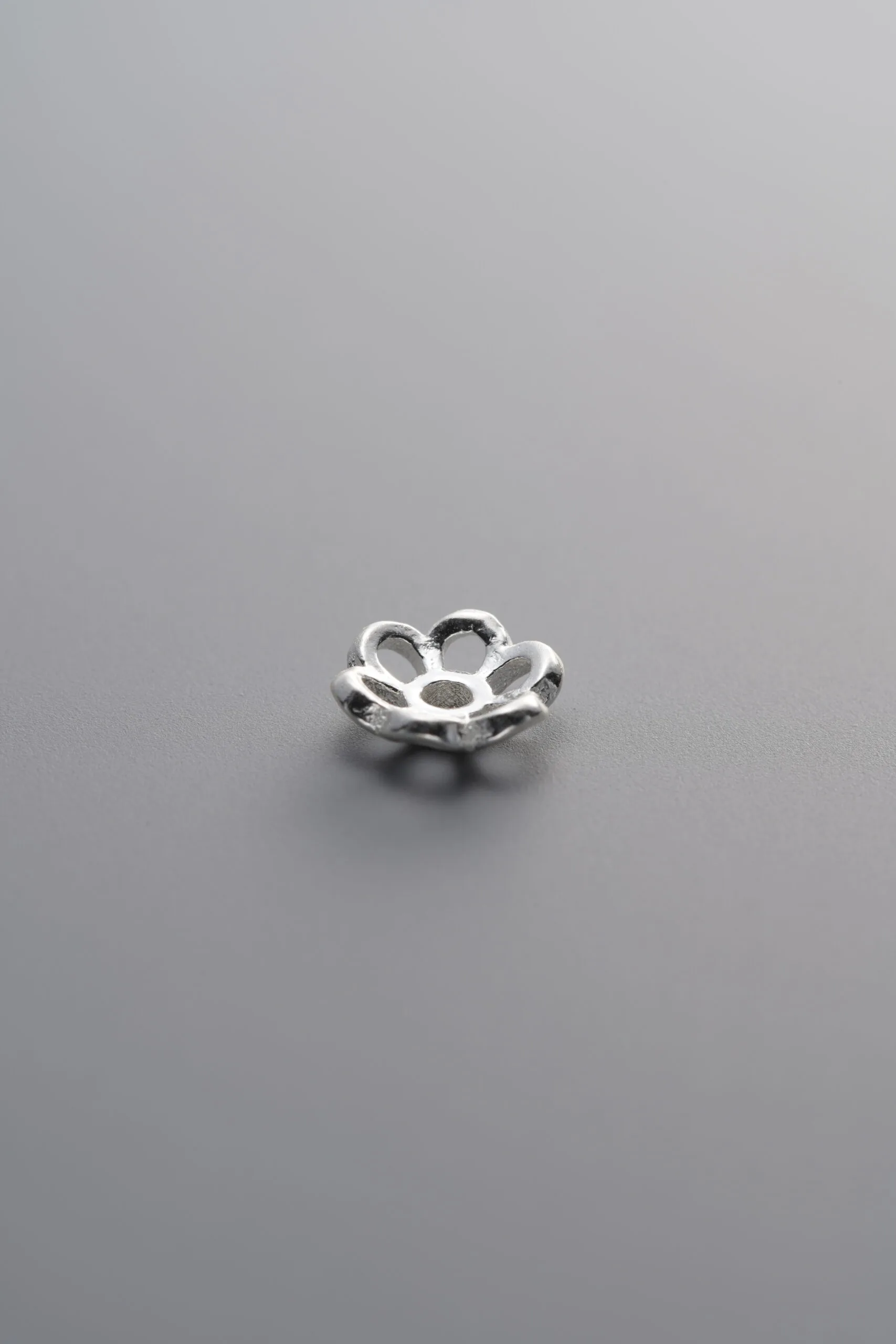 925 Sterling Silver-Bright-Flower Bead Cap-6mm - Image 2