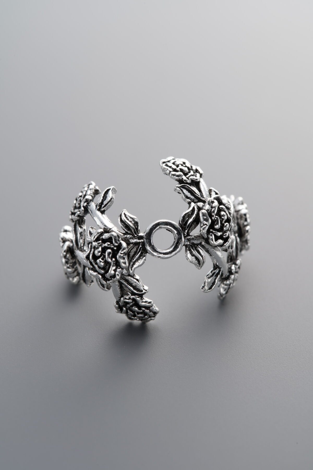 925 Sterling Silver-Antiqued-Flower Bead Cap-19mm - Image 1
