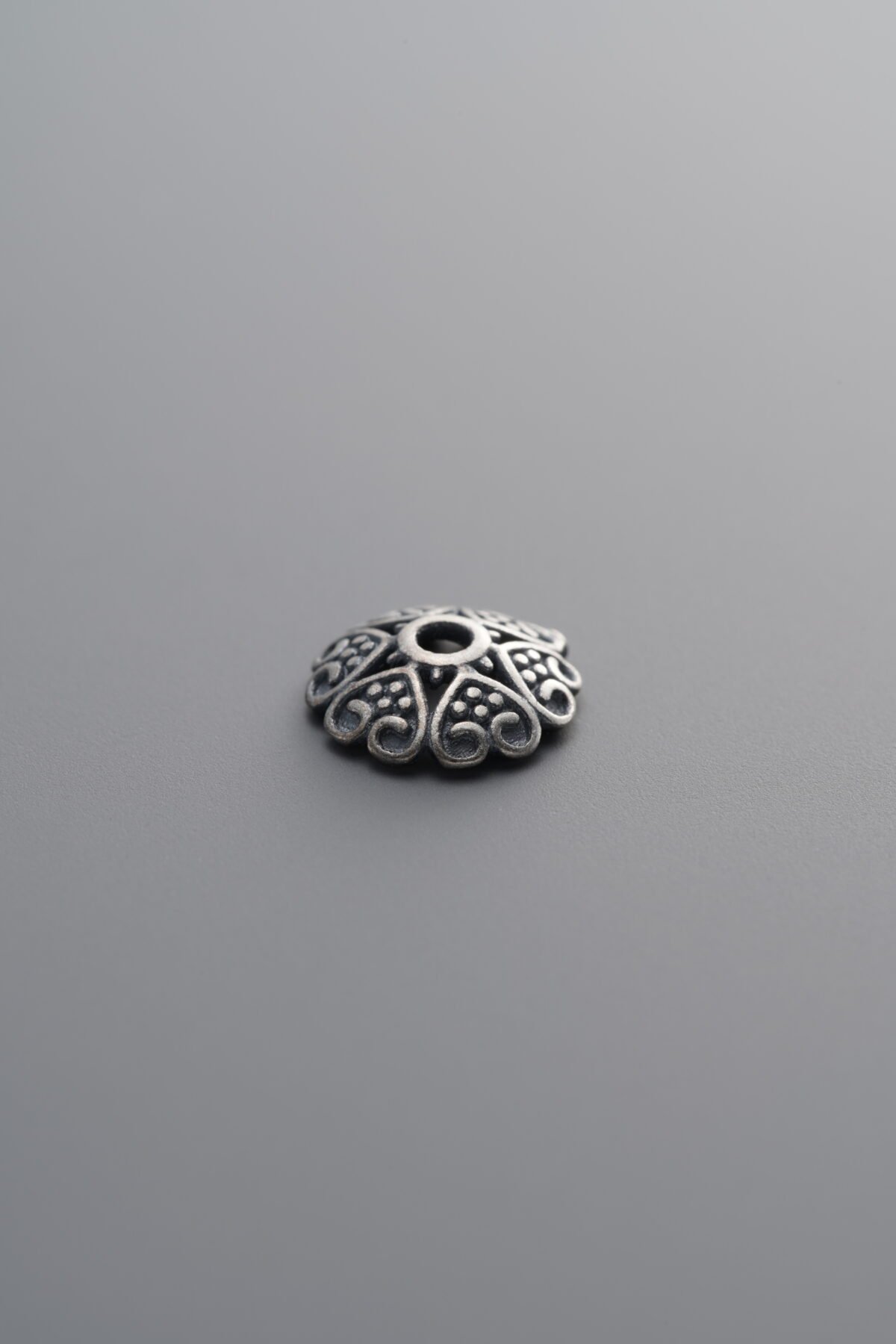 925 Sterling Silver-Antiqued-Flower Bead Cap-8mm - Image 2