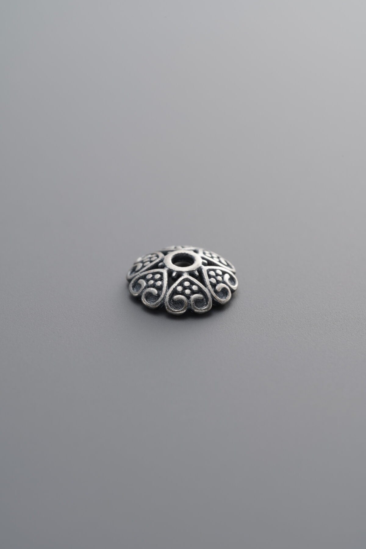 925 Sterling Silver-Antiqued-Flower Bead Cap-8mm - Image 4