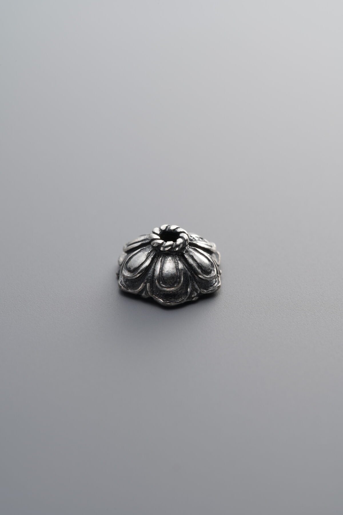 925 Sterling Silver-Antiqued-Flower Bead Cap-9mm - Image 4