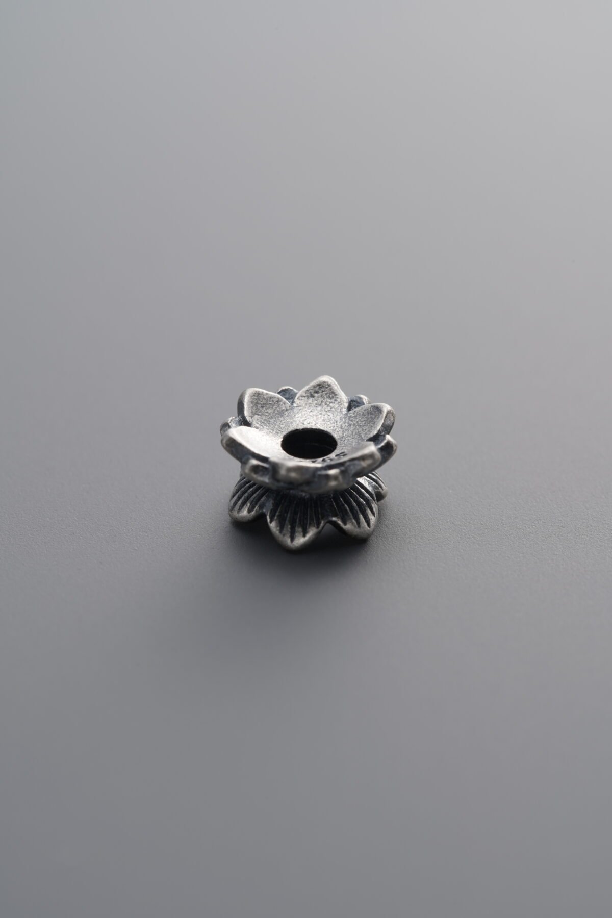 925 Sterling Silver-Antiqued-Flower Bead Cap-7mm - Image 1