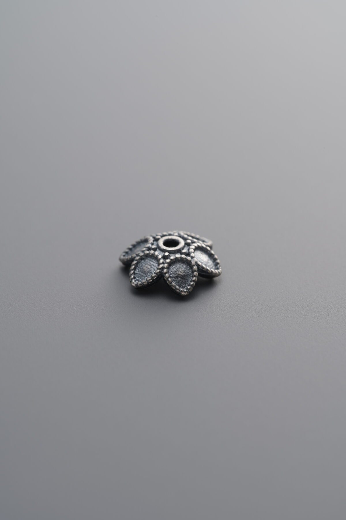 925 Sterling Silver-Antiqued-Flower Bead Cap-8mm - Image 2