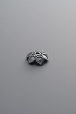 925 Sterling Silver-Antiqued-Flower Bead Cap-8mm - Image 2