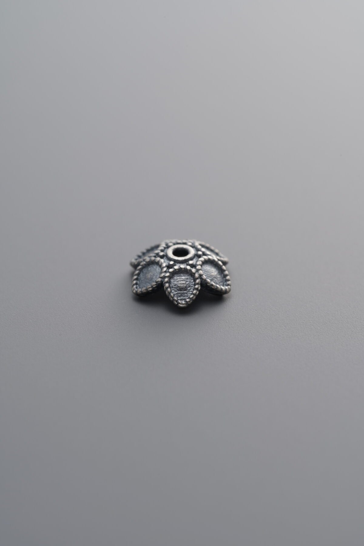 925 Sterling Silver-Antiqued-Flower Bead Cap-8mm - Image 4