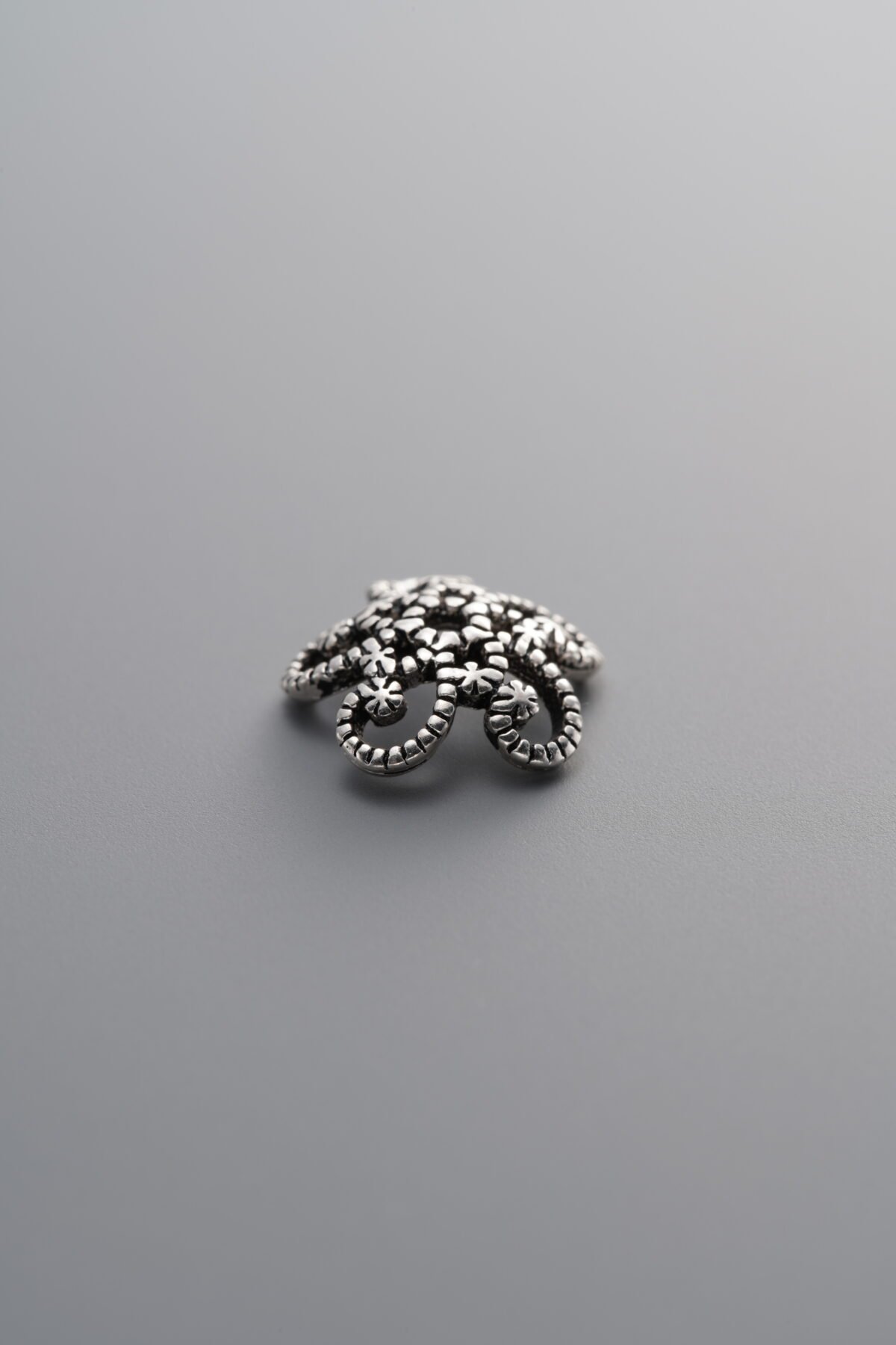 925 Sterling Silver-Antiqued-Flower Bead Cap-10mm - Image 4