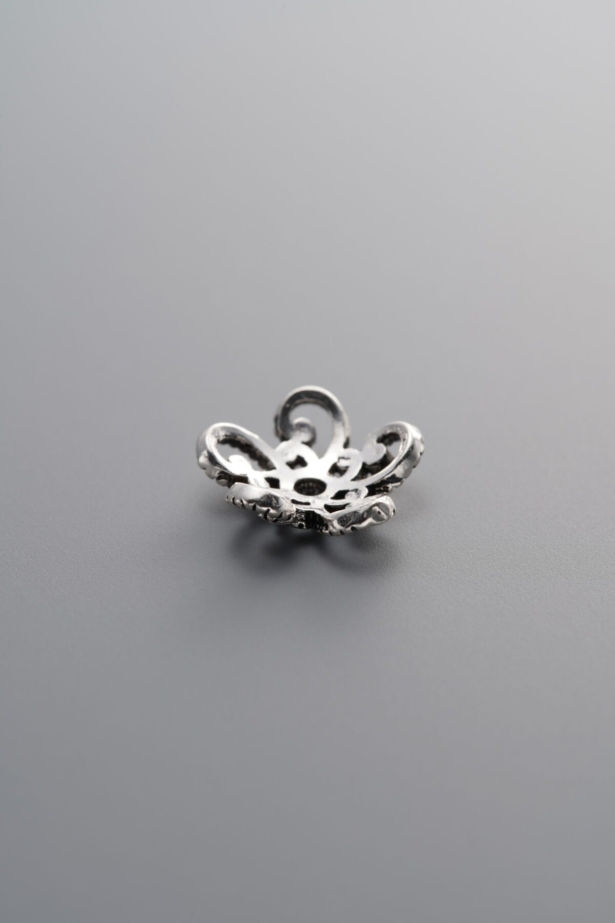 925 Sterling Silver-Antiqued-Flower Bead Cap-10mm - Image 3