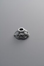 925 Sterling Silver-Antiqued-Flower Bead Cap-8mm - Image 3