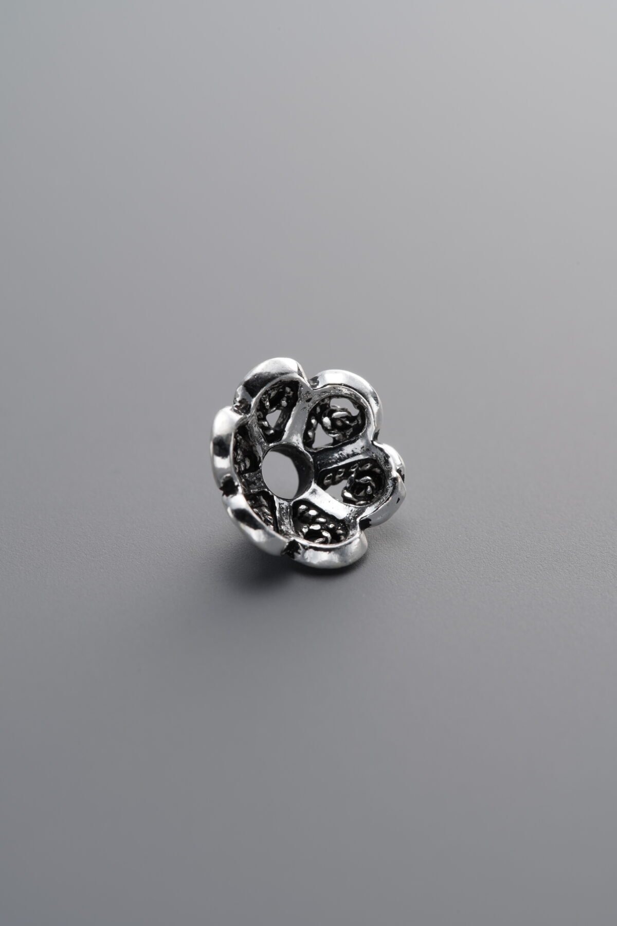 925 Sterling Silver-Antiqued-Flower Bead Cap-8mm - Image 2