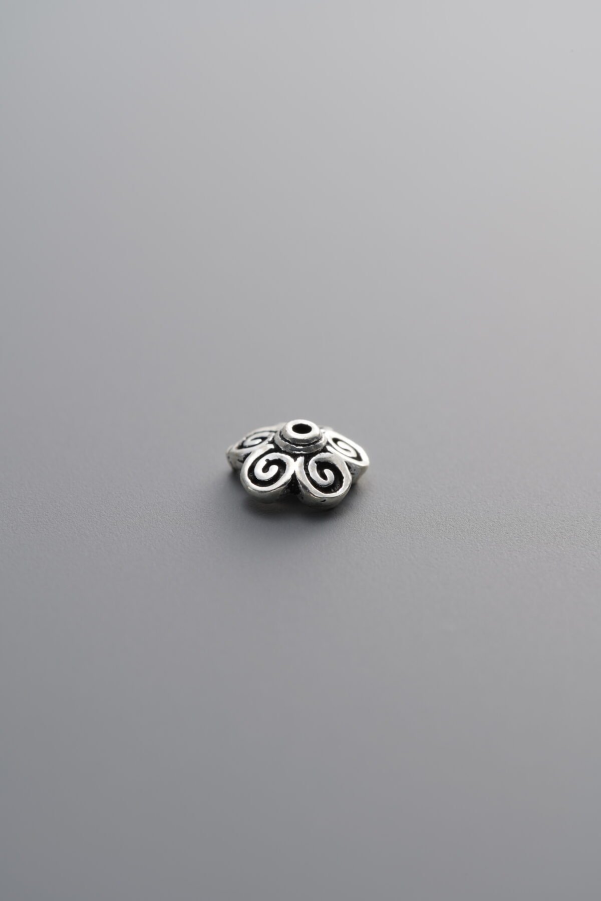 925 Sterling Silver-Antiqued-Flower Bead Cap-5mm - Image 4