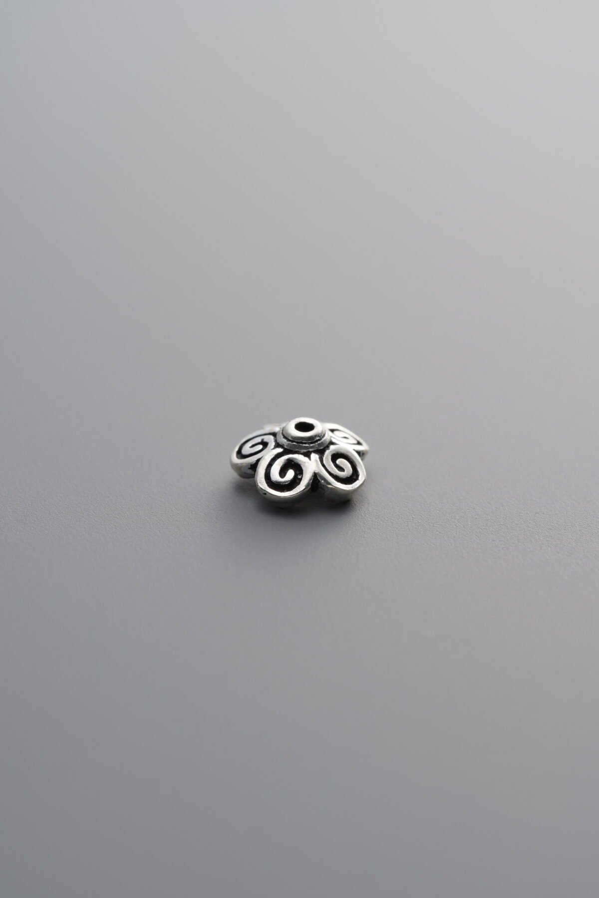925 Sterling Silver-Antiqued-Flower Bead Cap-5mm - Image 3