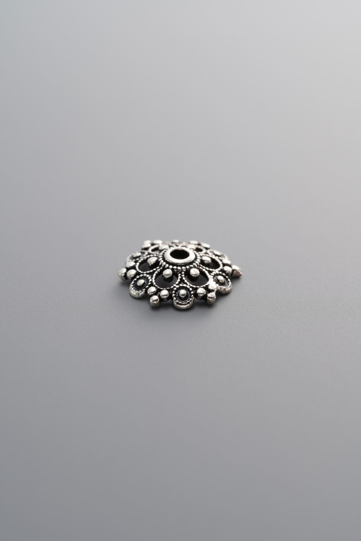 925 Sterling Silver-Antiqued-Shiny Bead Cap-9mm - Image 4