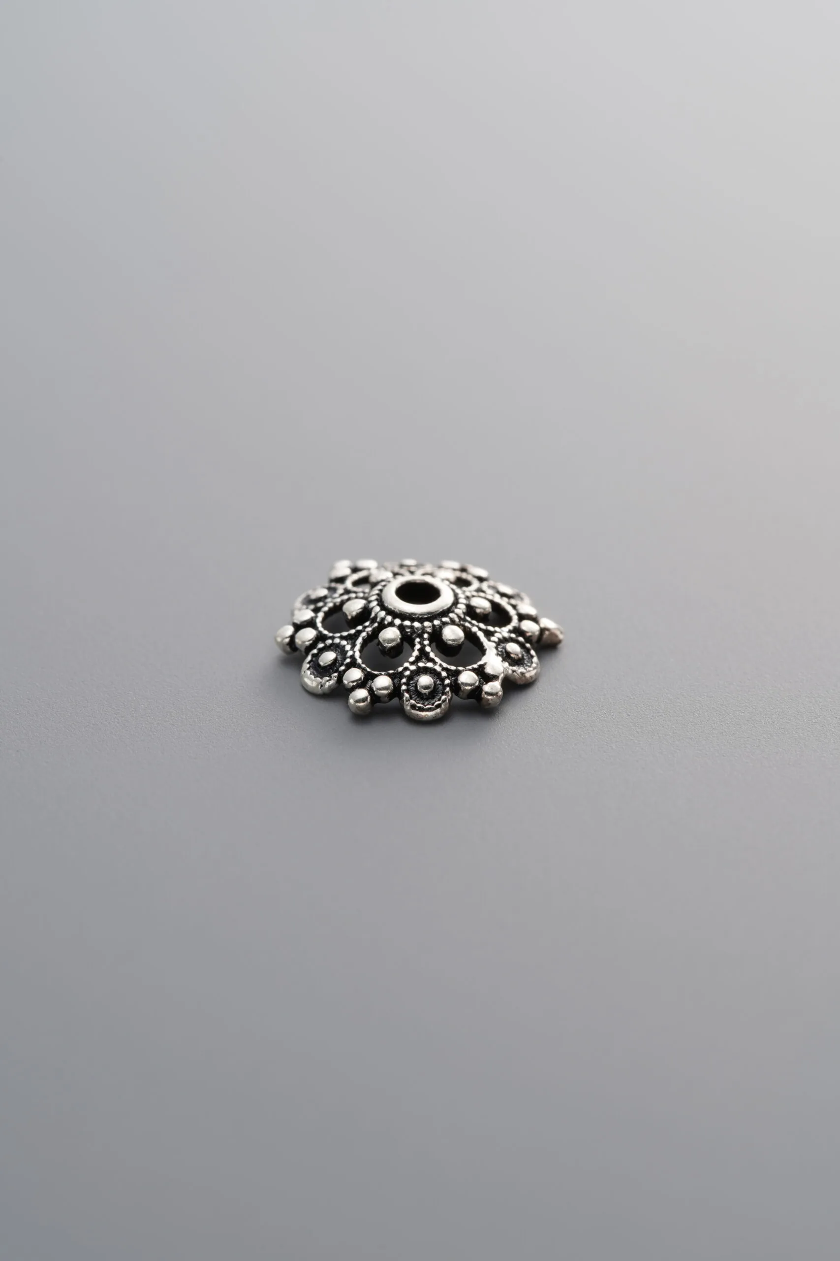 925 Sterling Silver-Antiqued-Shiny Bead Cap-9mm - Image 4