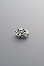 925 Sterling Silver-Antiqued-Shiny Bead Cap-9mm - Image 2