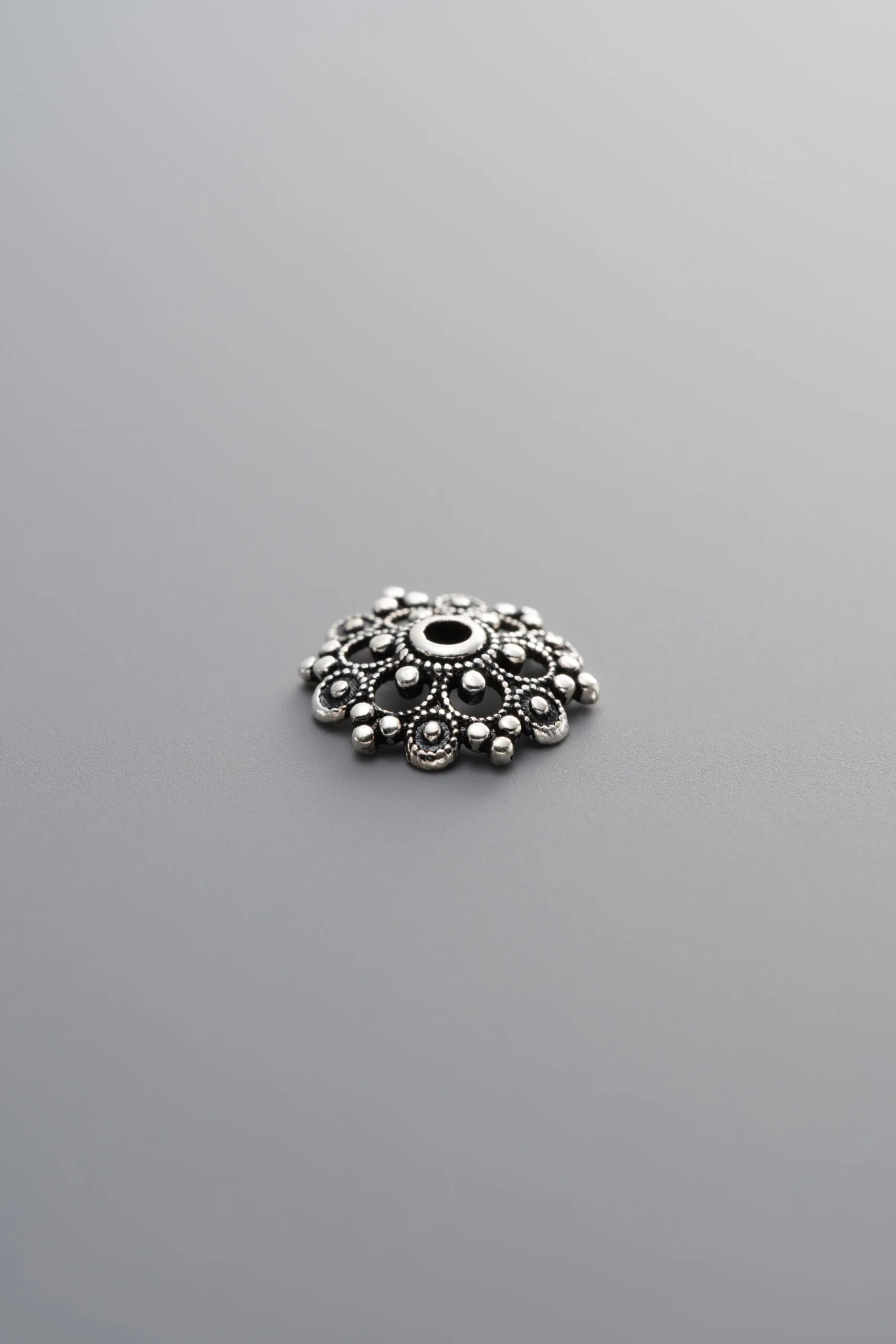 925 Sterling Silver-Antiqued-Shiny Bead Cap-9mm - Image 3
