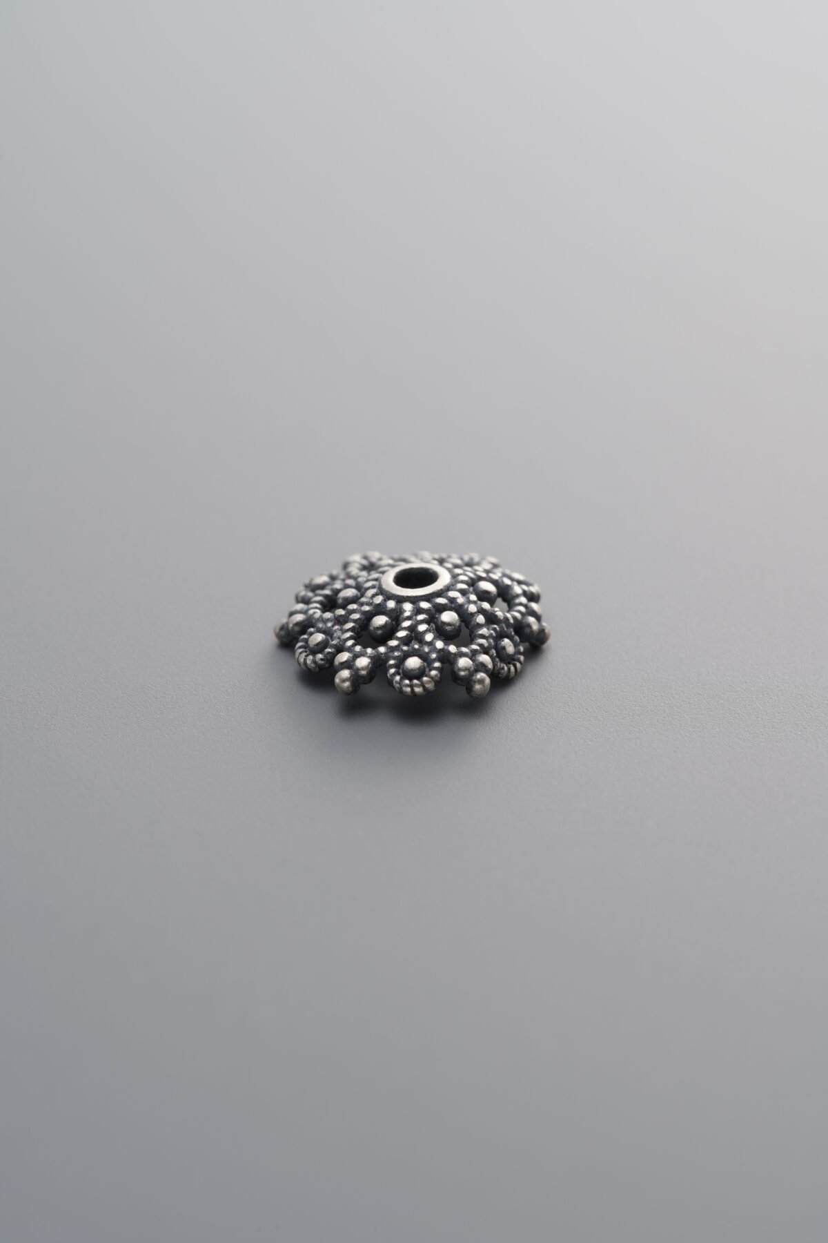 925 Sterling Silver-Antiqued-Antique Finish Bead Cap-9mm - Image 1