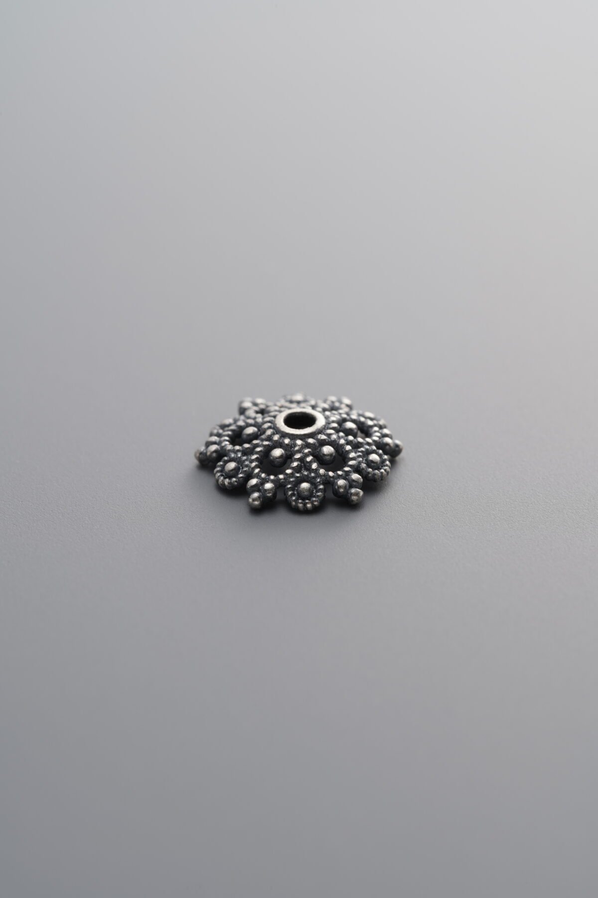 925 Sterling Silver-Antiqued-Antique Finish Bead Cap-9mm - Image 3