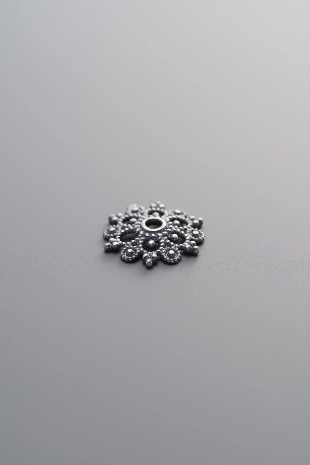 925 Sterling Silver-Antiqued-Antique Finish Bead Cap-9mm - Image 4