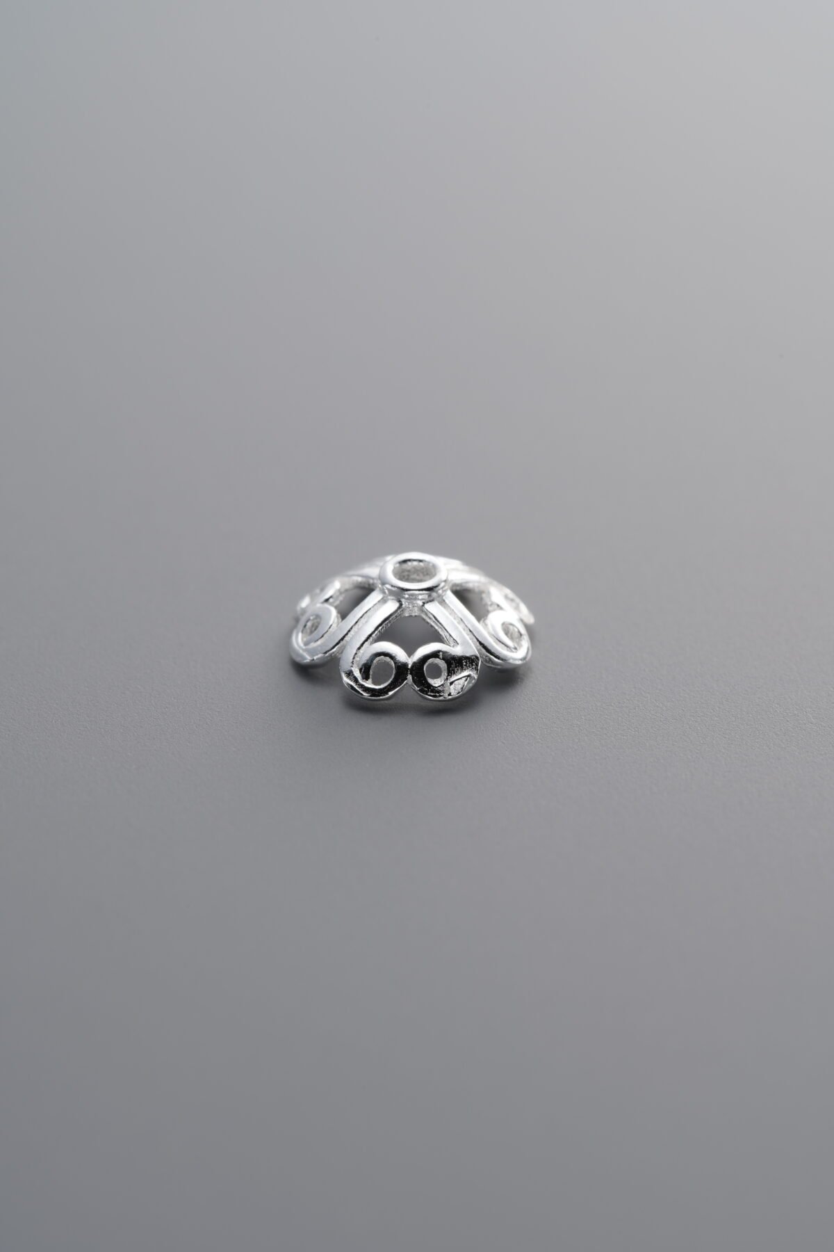 925 Sterling Silver-Bright-Flower Bead Cap-7mm - Image 1