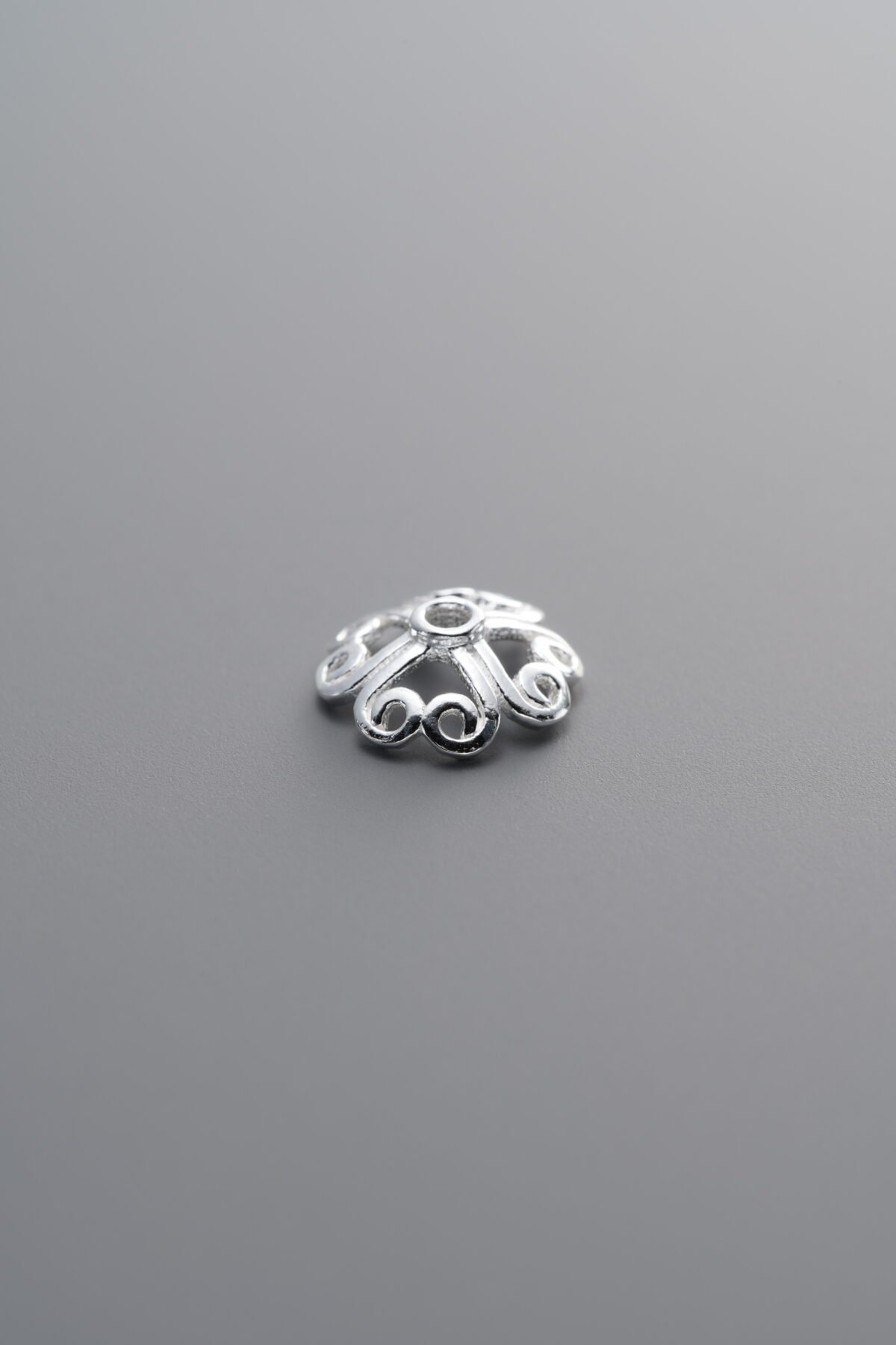 925 Sterling Silver-Bright-Flower Bead Cap-7mm - Image 2