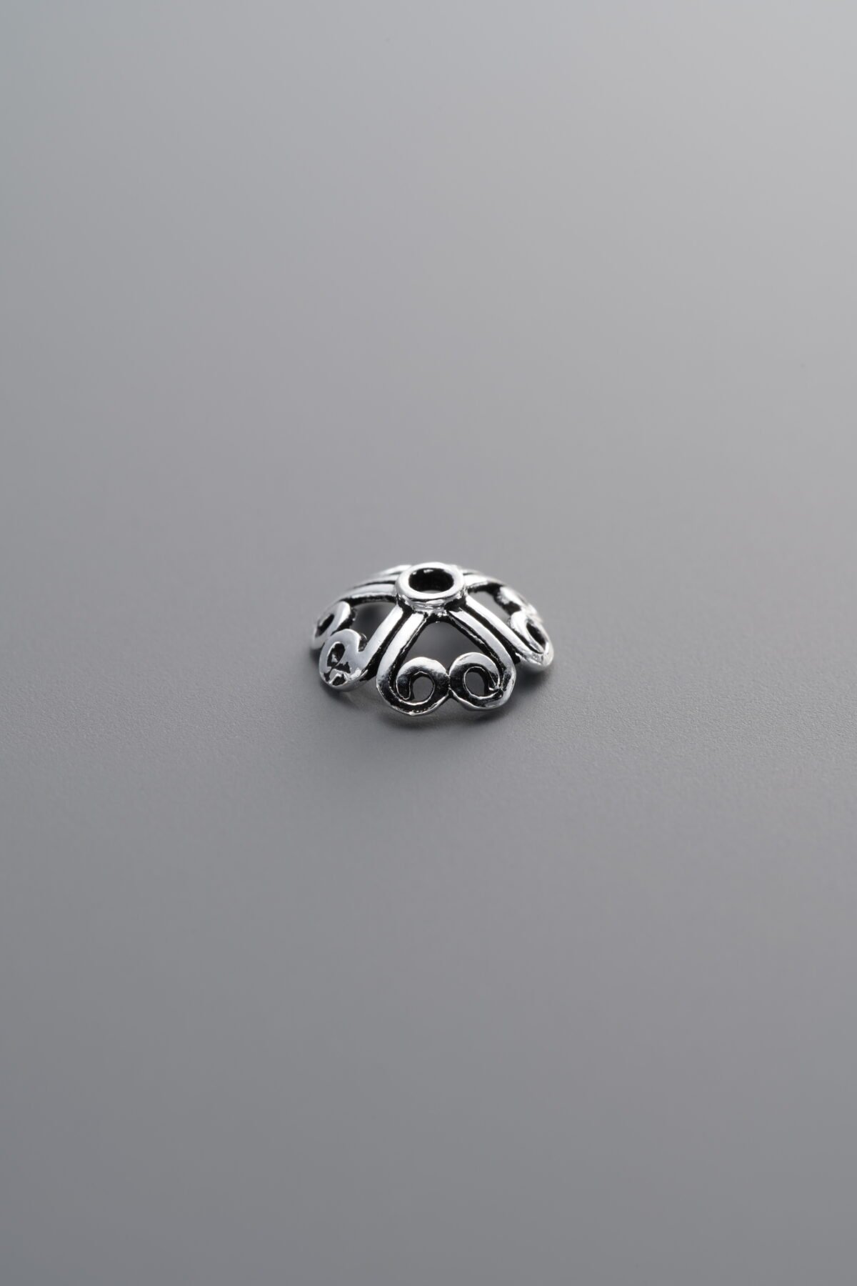 925 Sterling Silver-Antiqued-Flower Bead Cap-8mm - Image 4