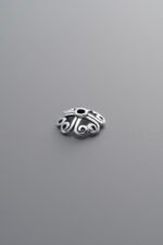 925 Sterling Silver-Antiqued-Flower Bead Cap-8mm - Image 2