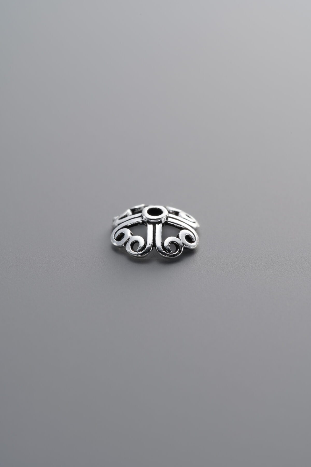 925 Sterling Silver-Antiqued-Flower Bead Cap-8mm - Image 1