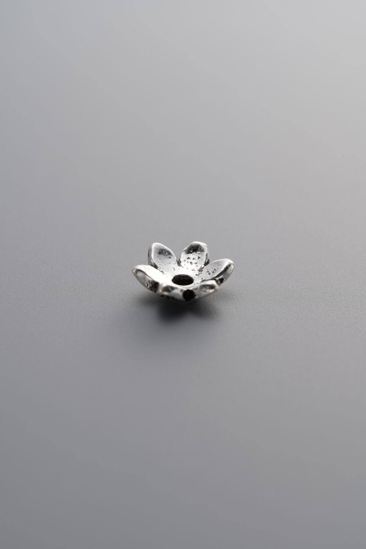 925 Sterling Silver-Antiqued-Flower Bead Cap-6mm - Image 2