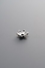 925 Sterling Silver-Antiqued-Flower Bead Cap-6mm - Image 2