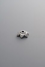 925 Sterling Silver-Antiqued-Flower Bead Cap-6mm - Image 3