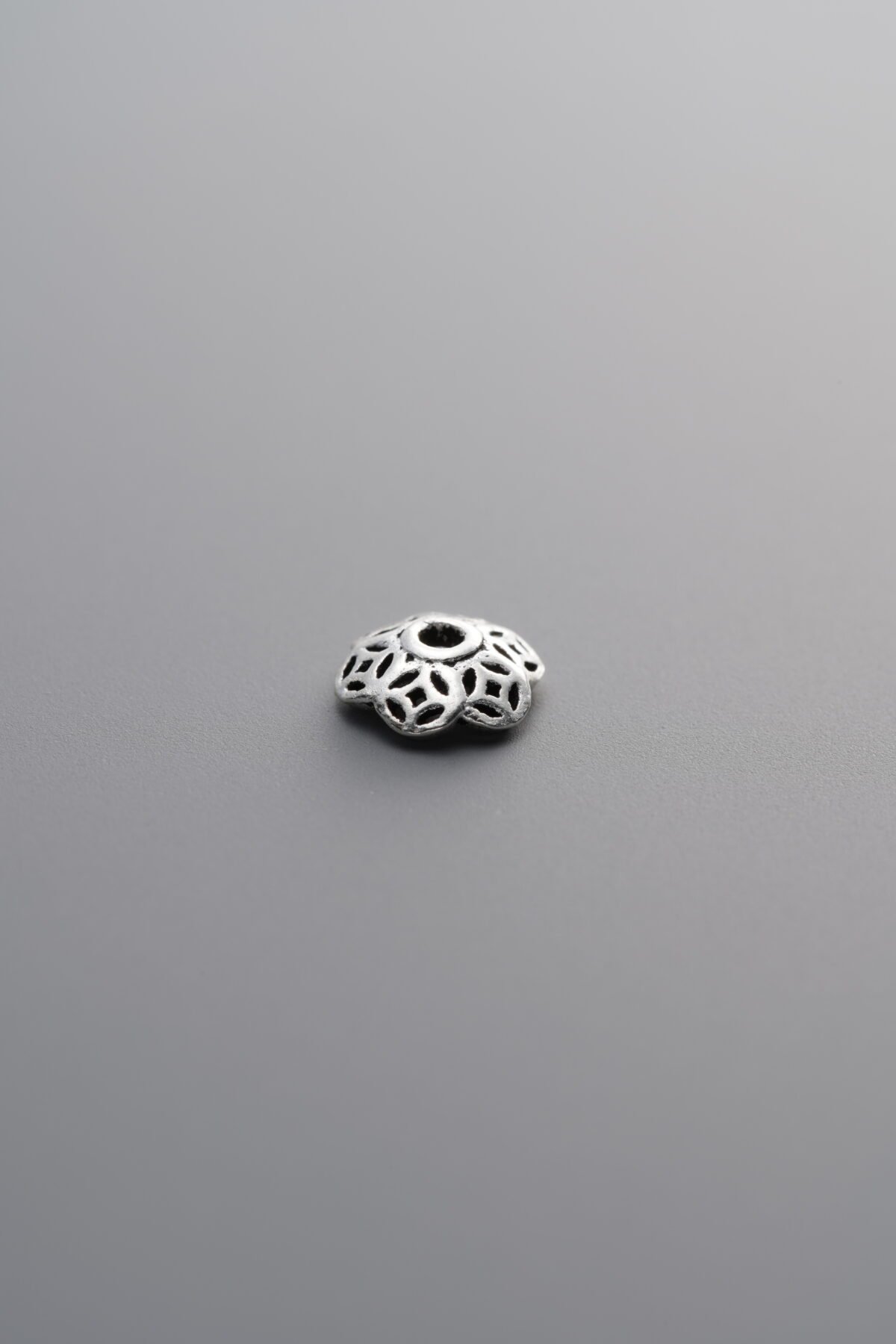 925 Sterling Silver-Antiqued-Flower Bead Cap-6mm - Image 3
