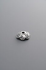 925 Sterling Silver-Antiqued-Flower Bead Cap-8mm - Image 4