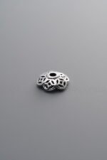 925 Sterling Silver-Antiqued-Flower Bead Cap-8mm - Image 2