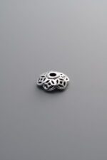 925 Sterling Silver-Antiqued-Flower Bead Cap-8mm - Image 2