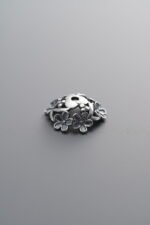 925 Sterling Silver-Antiqued-Flower Bead Cap-11mm - Image 3
