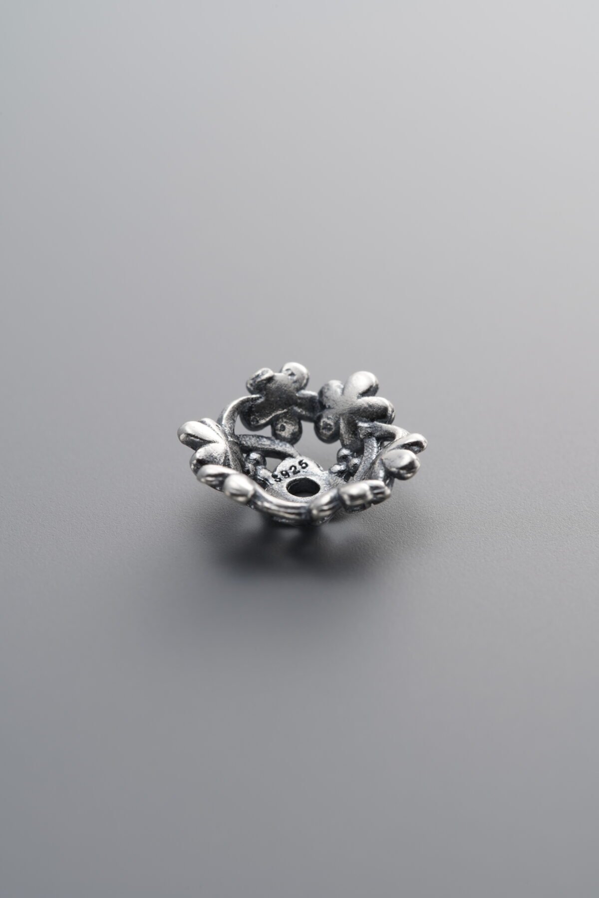 925 Sterling Silver-Antiqued-Flower Bead Cap-11mm - Image 2