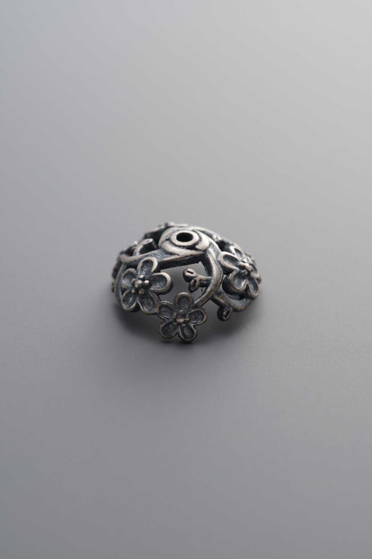925 Sterling Silver-Antiqued-Flower Bead Cap-11mm - Image 1
