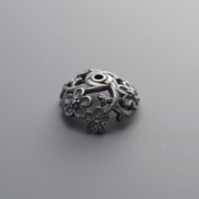 925 Sterling Silver-Antiqued-Flower Bead Cap-11mm