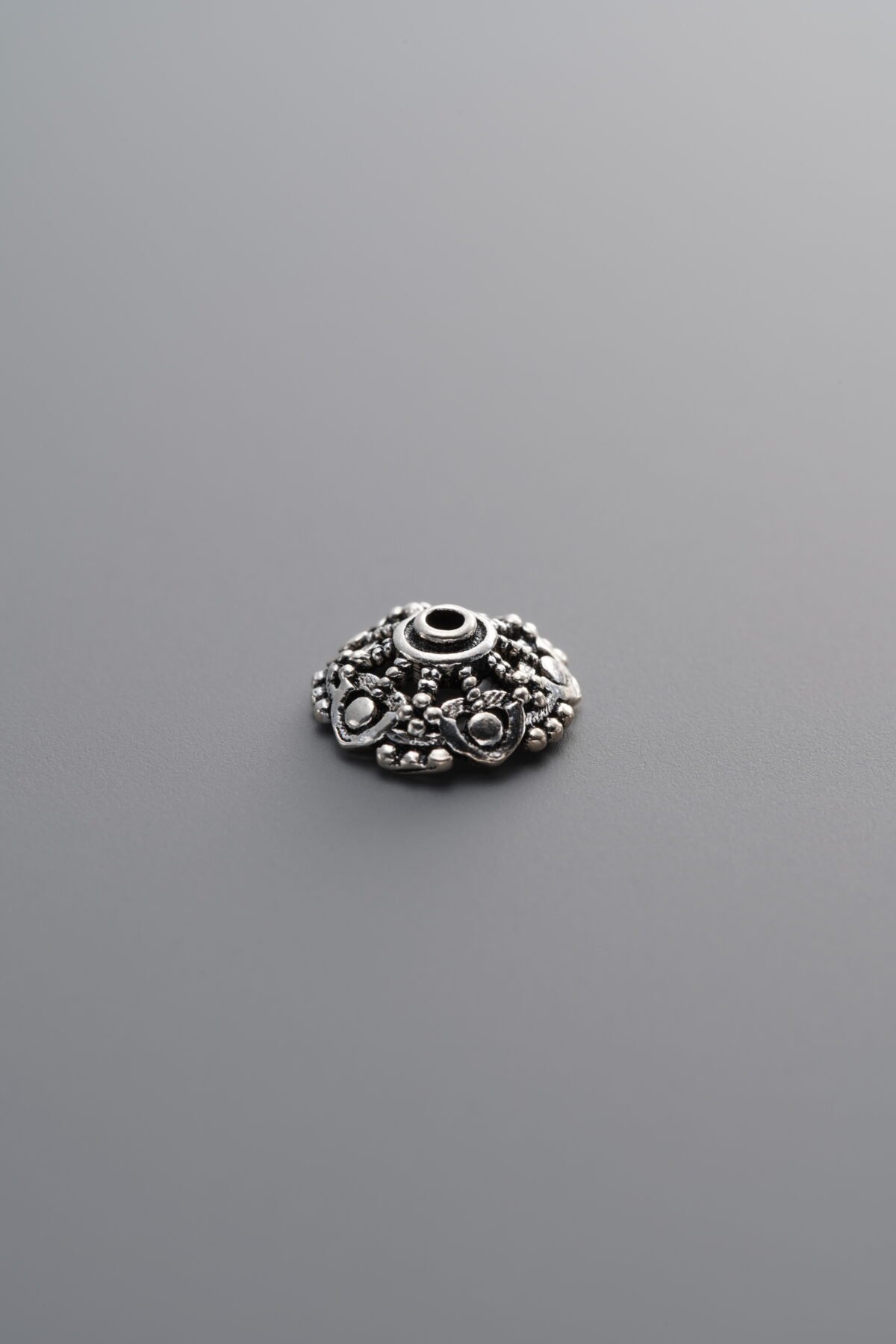 925 Sterling Silver-Antiqued-Flower Bead Cap-8mm - Image 3