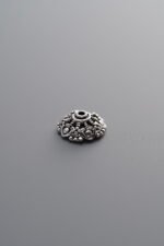 925 Sterling Silver-Antiqued-Flower Bead Cap-8mm - Image 3