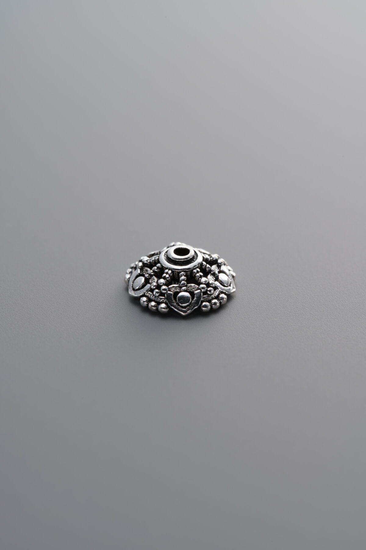 925 Sterling Silver-Antiqued-Flower Bead Cap-8mm - Image 1