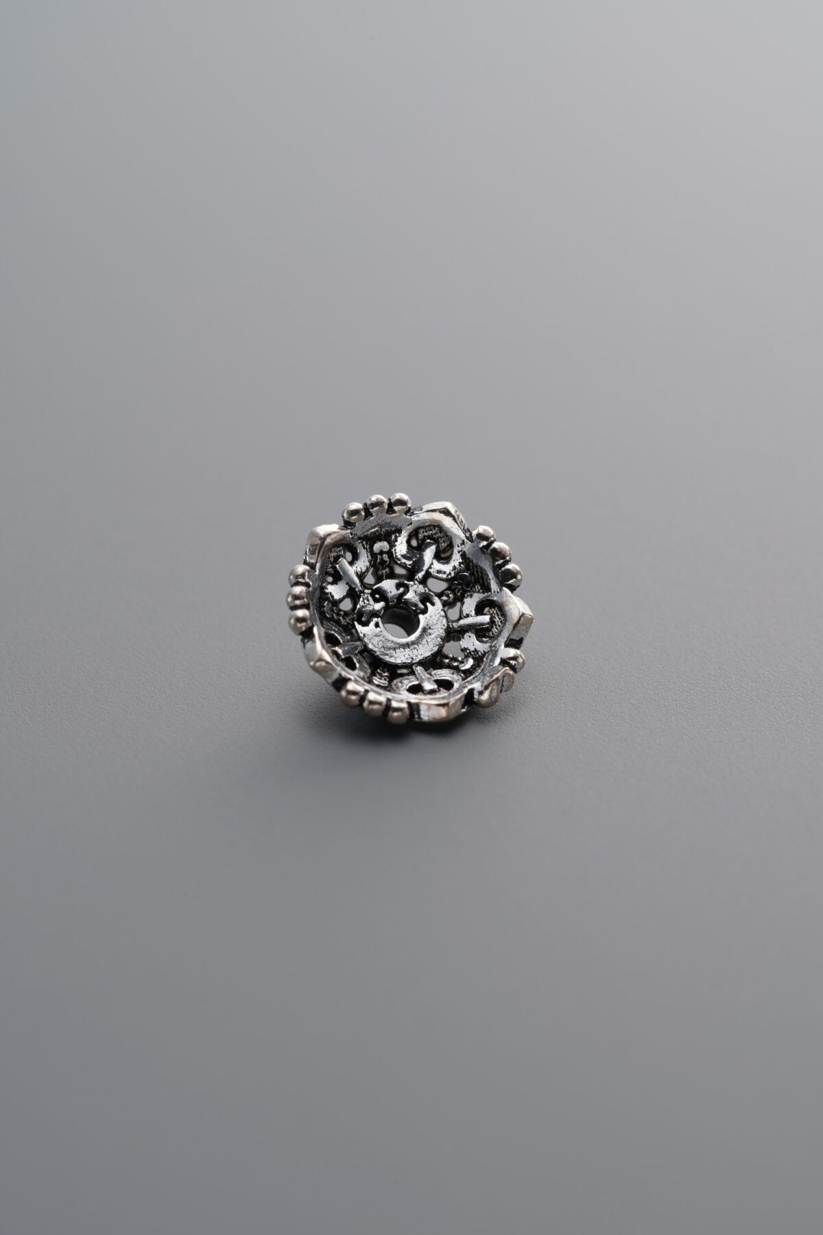 925 Sterling Silver-Antiqued-Flower Bead Cap-8mm - Image 2